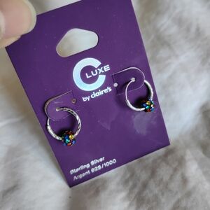 NEW ~ sterling silver earrings rainbow stones